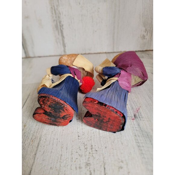 Vintage corn husk caroler doll girl set unique decor Xmas - Picture 7 of 7